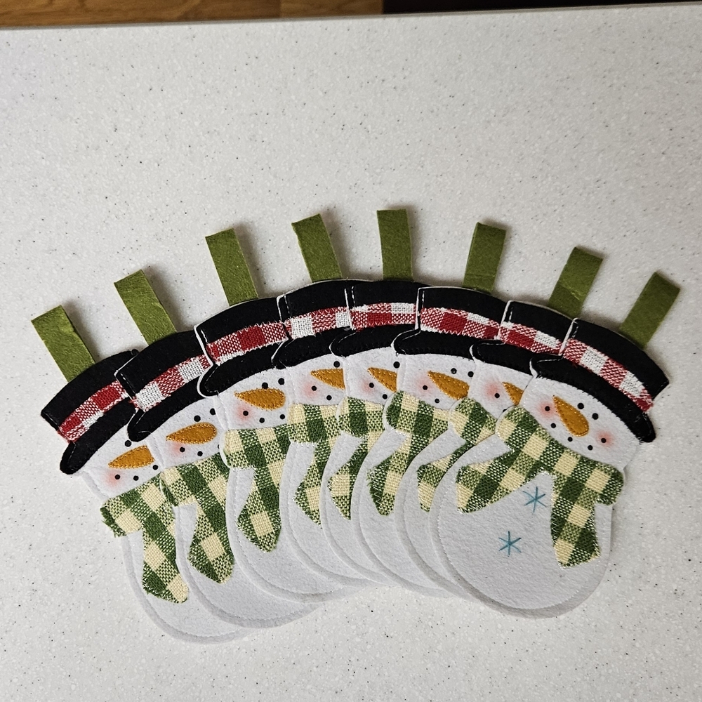 Christmas Felt Snowmen Hangers, set of 8